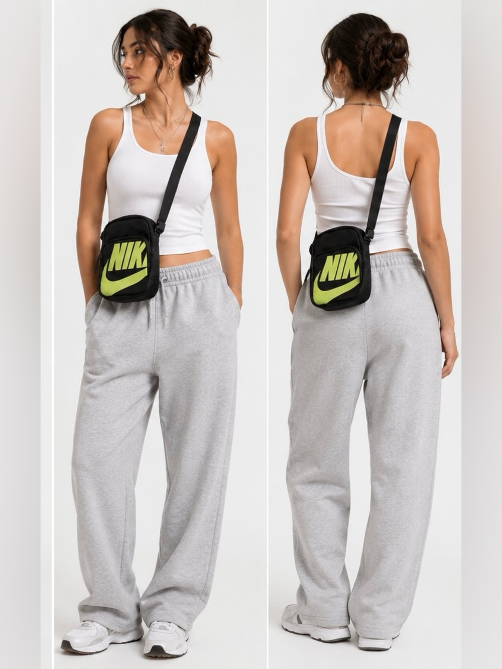 Nike Unisex Black 2.0 Heritage Crossbody Athletic Sporty Bag Neon Logo